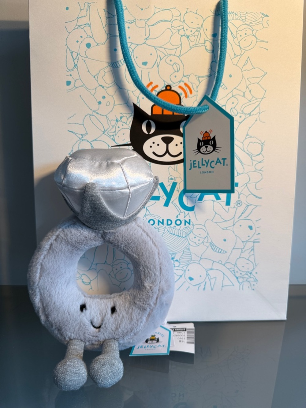 Jellycat Silver Diamond Ring Smiley Plush